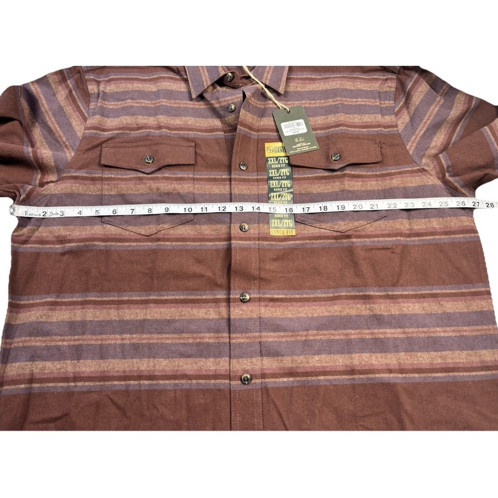 RedHead Mens NWT 2XL Tully Creek Dark Brown Striped Button Down Flannel Shirt - Picture 8 of 9